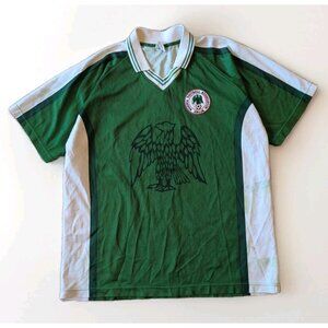 Vintage Nigeria Football Association Soccer Jersey HCN Mens L Green White NFA